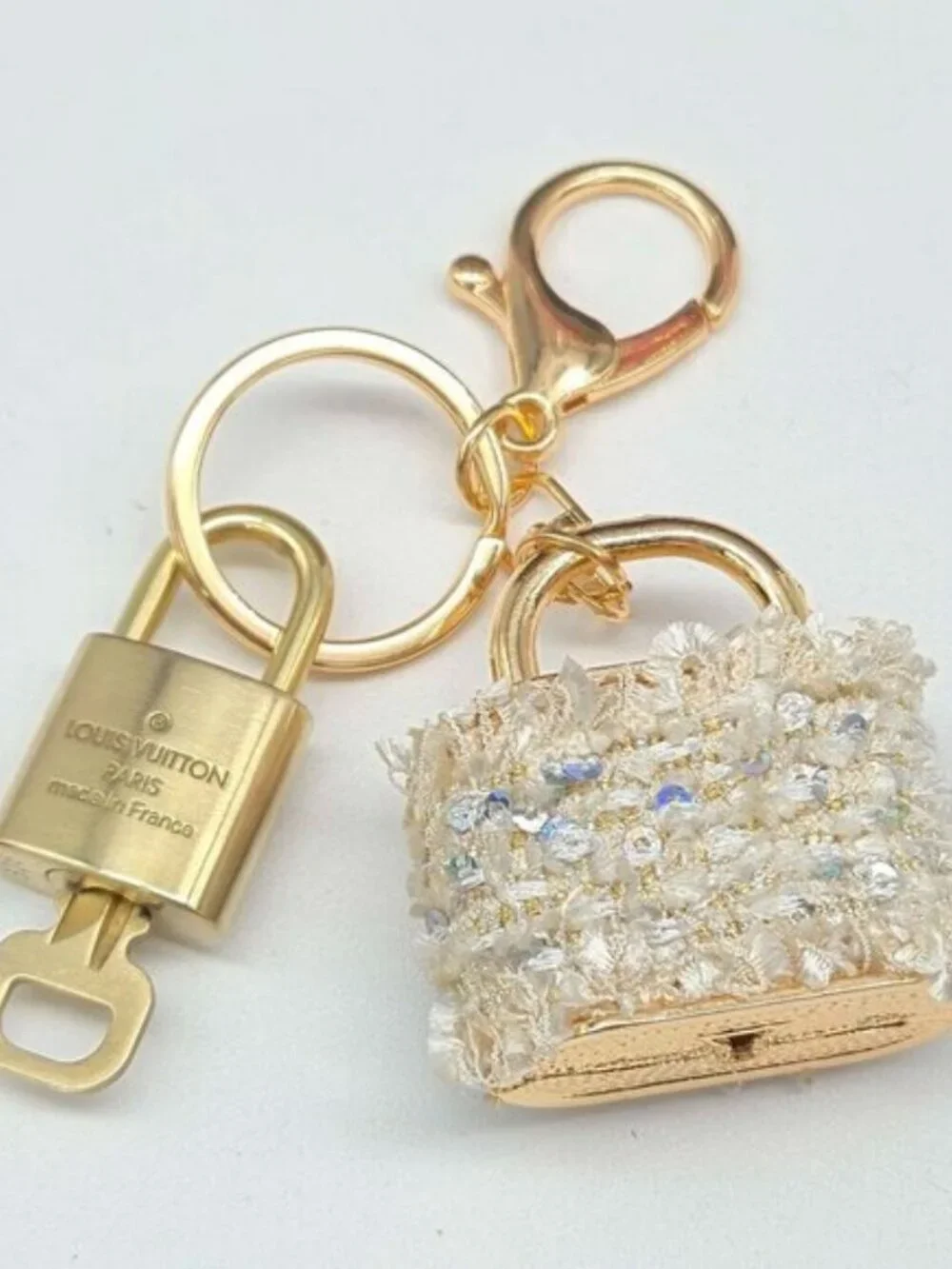Authentic Louis Vuitton Lock & Key Gold ✨ Unbranded Keychain Bag Charm LV